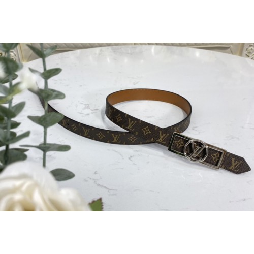 Louis Vuitton M0196U Dauphine 25mm Reversible belt in Monogram Tan Brown With Silver Buckle