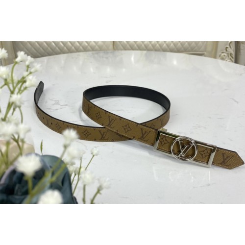 Louis Vuitton M0203U Dauphine 25mm Reversible belt in Monogram Reverse canvas Black With Silver Buckle