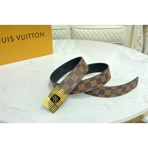 Louis Vuitton M0268U Damier Plate 35mm reversible belt in Damier Ebene Black With Gold Buckle Louis Vuitton M0268U Damier Plate 35mm reversible belt in Damier Ebene Black With Gold Buckle