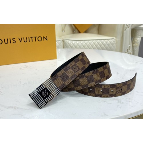 Louis Vuitton M0268U Damier Plate 35mm reversible belt in Damier Ebene Black With Silver Buckle Louis Vuitton M0268U Damier Plate 35mm reversible belt in Damier Ebene Black With Silver Buckle