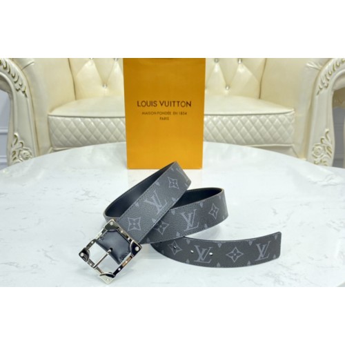 Louis Vuitton M0277Q Trunk 40MM reversible belt in Monogram Eclipse canvas With Silver Buckle
