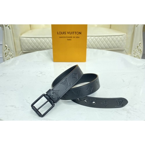 Louis Vuitton M0281V Voyager 35mm belt in Monogram Shadow With Black Buckle