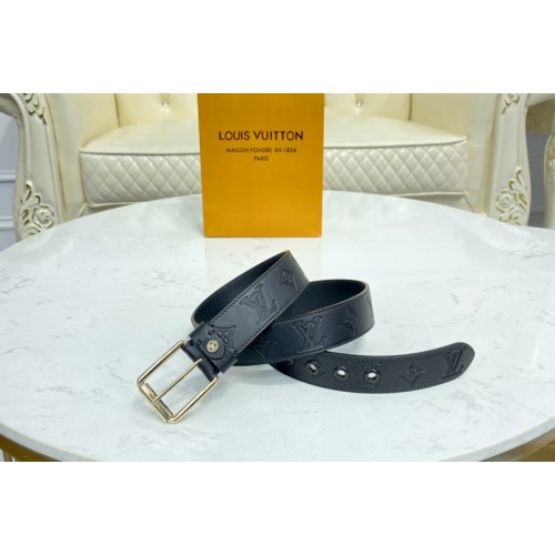 Louis Vuitton M0281V Voyager 35mm belt in Monogram Shadow With Gold Buckle