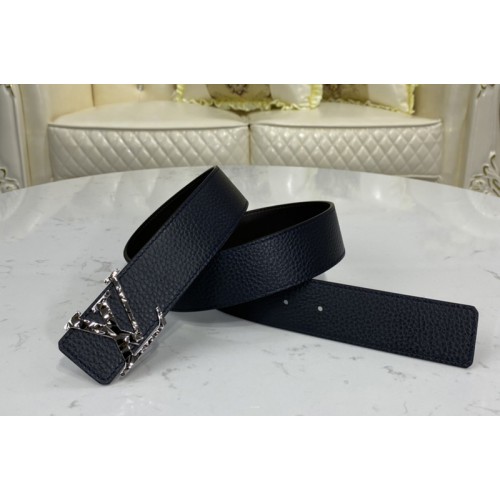 Louis Vuitton M0292V Facets 40mm reversible belt In Navy Blue Chocolate Brown With Silver Buckle