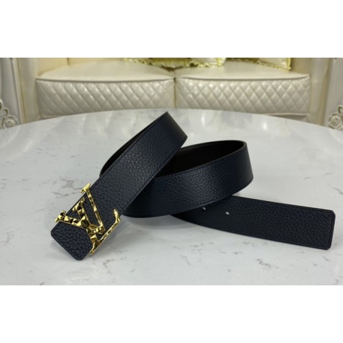 Louis Vuitton M0292V Facets 40mm reversible belt In Navy Blue Chocolate Brown With Gold Buckle