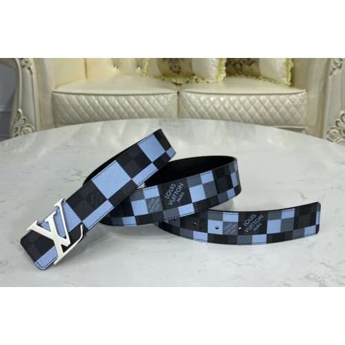 Louis Vuitton M0320U Initiales 40 MM reversible belt in Antarctica Silver Damier Graphite canvas and calf leather With Silver