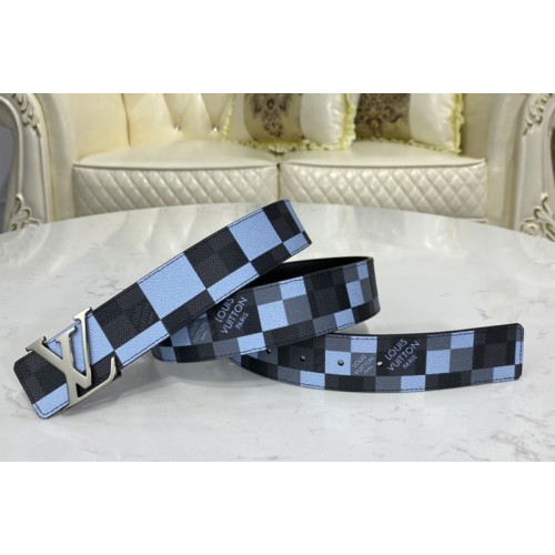 Louis Vuitton M0320U Initiales 40 MM reversible belt in Antarctica Silver Damier Graphite canvas and calf leather With PVD Buckle