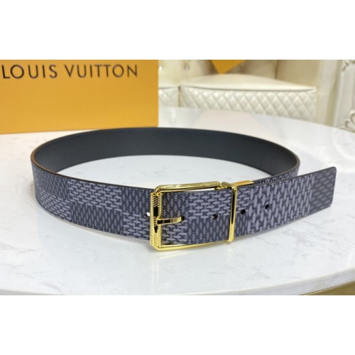 Louis Vuitton M0338S Damier Print 40mm belt in Damier Graphite canvas With Gold Buckle