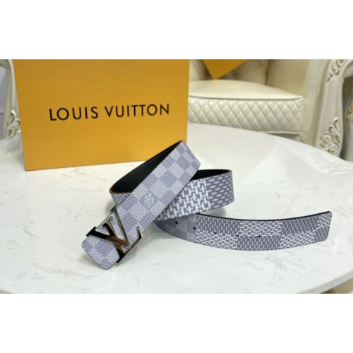 Louis Vuitton M0342V Initiales 40mm reversible belt in Antarctica Silver Black Damier Graphite canvas With Silver Buckle