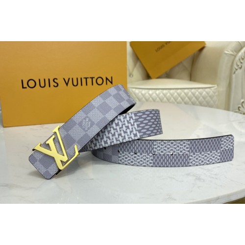 Louis Vuitton M0342V Initiales 40mm reversible belt in Antarctica Silver Black Damier Graphite canvas With Gold Buckle