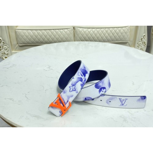 Louis Vuitton M0358V Shape 40mm reversible belt in Watercolor Blue With Orange Buckle