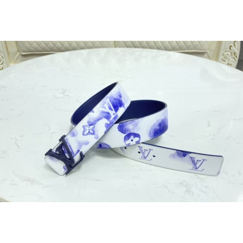 Louis Vuitton M0358V Shape 40mm reversible belt in Watercolor Blue With Navy Blue Buckle