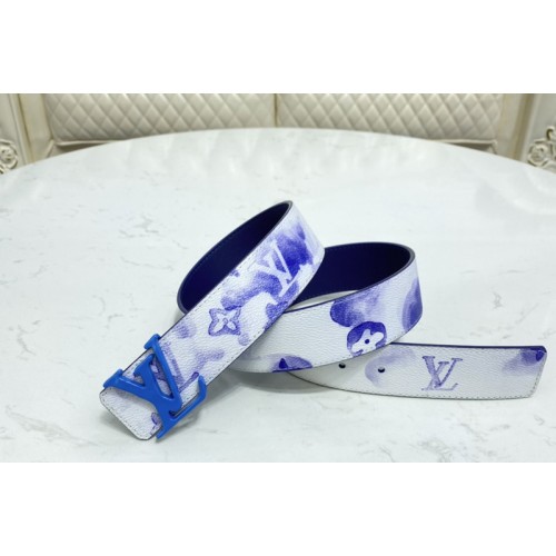 Louis Vuitton M0358V Shape 40mm reversible belt in Watercolor Blue With Blue Buckle