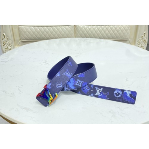 Louis Vuitton M0359V Shape 40mm reversible belt in Navy Blue Monogram canvas With Multicolor Buckle