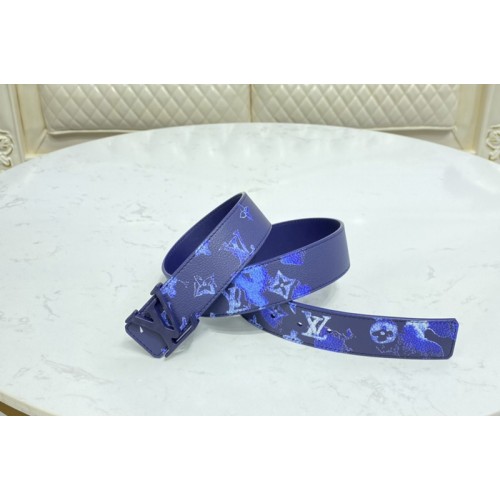 Louis Vuitton M0359V Shape 40mm reversible belt in Navy Blue Monogram canvas With Navy Blue Buckle