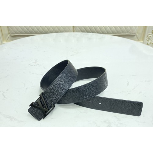 Louis Vuitton M0424V Initiales 40mm reversible belt in Black Taurillon leather With Black Buckle