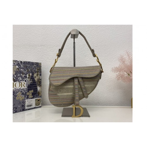 Christian Dior M0446 Dior Saddle bag in Dior Oblique Embroidery
