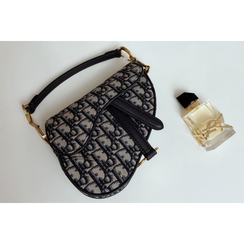 Christian Dior M0447 Dior Mini Saddle bag in Blue Dior Oblique Jacquard