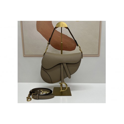 Dior M0455 Saddle bag With Strap in Khaki Goatskin Leather