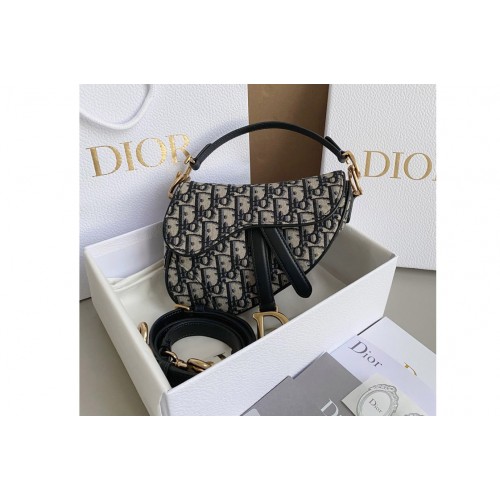 Dior M0456 Mini Saddle bag With Strap in Blue Dior Oblique Jacquard