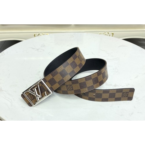 Louis Vuitton M0471V Pyramide Frame 40mm reversible belt in Damier Ebene Canvas calf leather With Silver Buckle