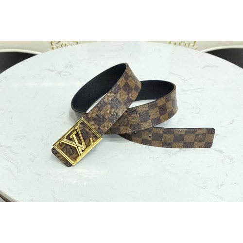 Louis Vuitton M0471V Pyramide Frame 40mm reversible belt in Damier Ebene Canvas calf leather With Gold Buckle