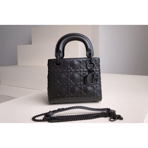 Dior M0505 Mini Lady Dior bag Black Cannage Calfskin with Diamond Motif