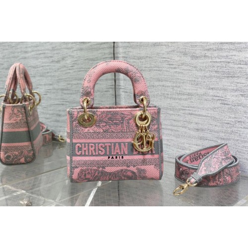 Dior M0505 Christian Dior Mini Lady Dior bag in Rose Des Vents Toile de Jouy Embroidery