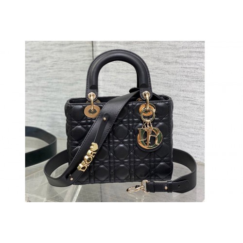 Dior M0538 Christian Dior Small Lady Dior My ABCDior bag in Black Cannage Lambskin With Gold