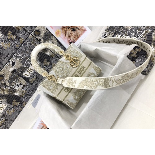 Dior M0565 Medium Lady D-Lite bag in Gold Embroidery