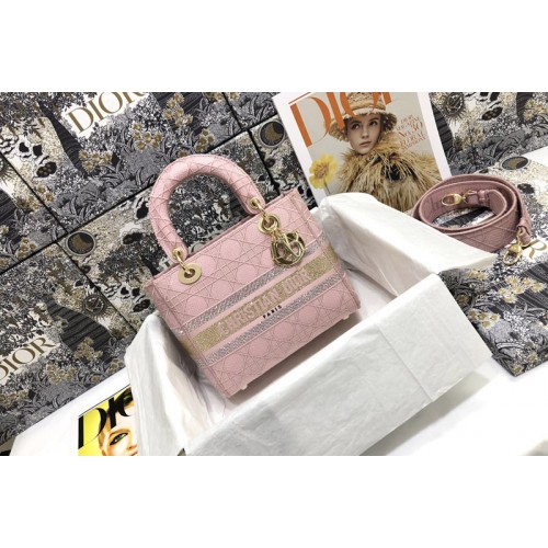 Dior M0565 Medium Lady D-Lite bag in Pink Cannage Embroidery