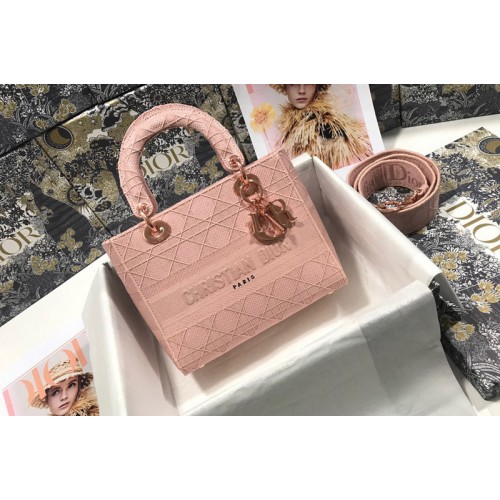 Dior M0565 Medium Lady D-Lite bag in Rosewood Cannage Embroidery