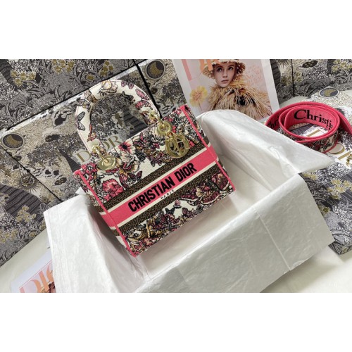 Dior M0565 Medium Lady D-Lite bag in Red Embroidery