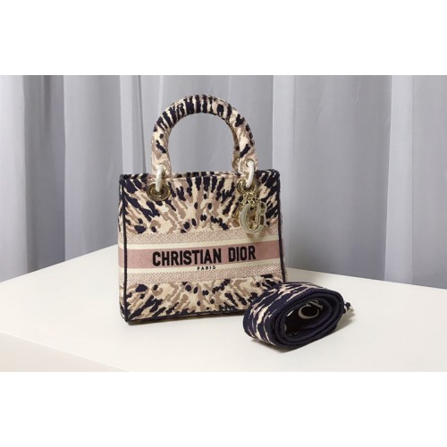 Christian Dior M0565 Dior Medium Lady d-lite bag in Multicolor Tie & 038  Dior Embroidery