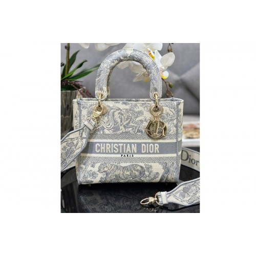 Dior M0565 Christian Dior Medium Lady D-Lite bag in White Toile de Jouy Embroidery