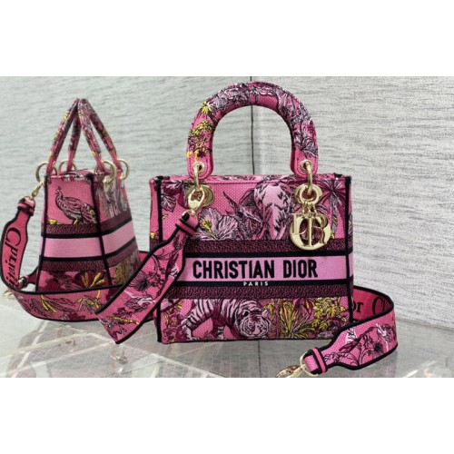 Dior M0565 Christian Dior Medium Lady D-Lite bag in Pink Toile de Jouy Embroidery