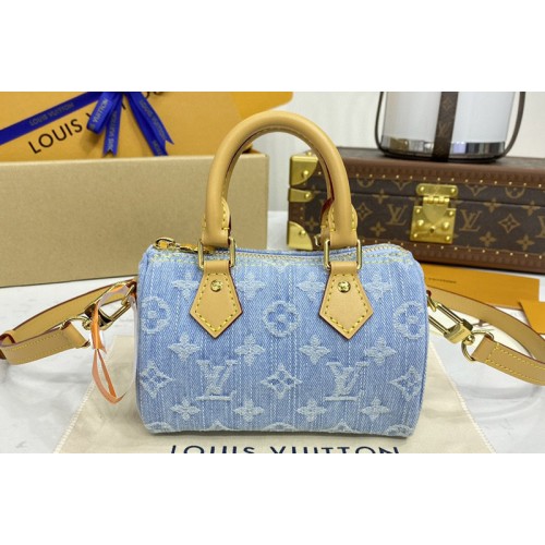Louis Vuitton M11212 Nano Speedy bag in Sky Blue Monogram denim