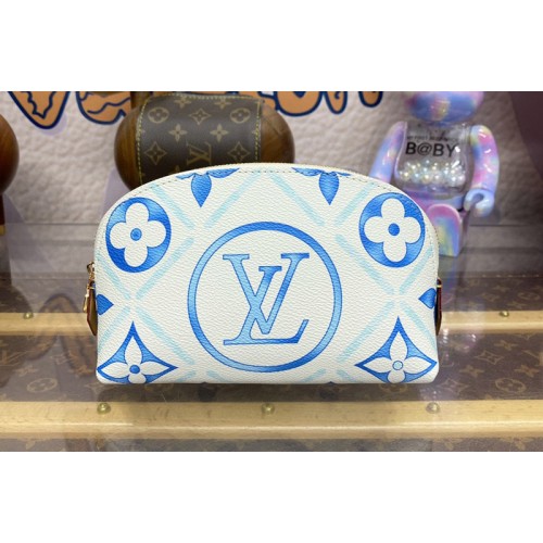 Louis Vuitton M11239 Pochette Cosmetique PM in Blue Monogram Tiles coated canvas