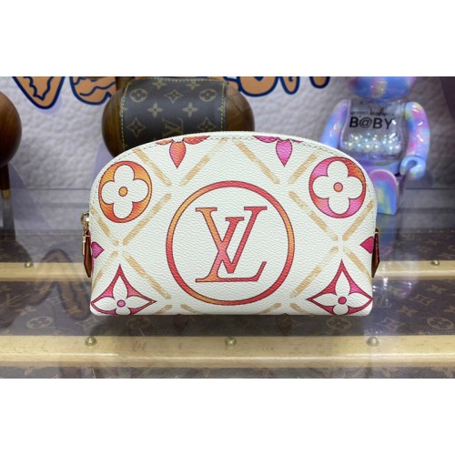 Louis Vuitton M11239 Pochette Cosmetique PM in Coral Monogram Tiles coated canvas