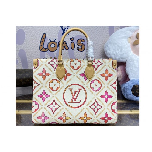 Louis Vuitton M11262 OnTheGo MM tote Bag in Pink Monogram Tiles canvas