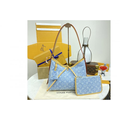Louis Vuitton M11462 Carryall PM Bag in Sky Blue Monogram Denim