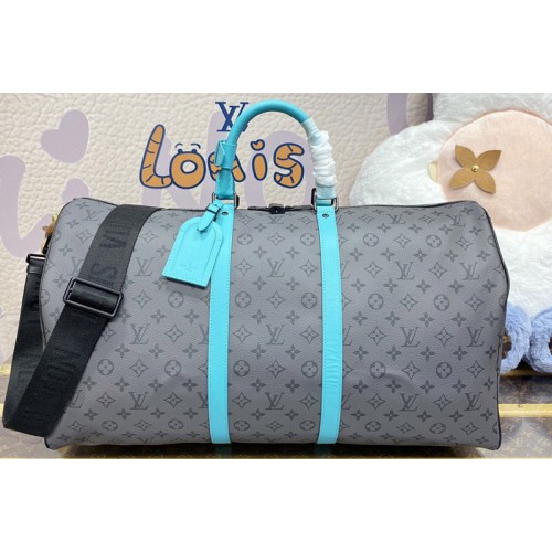 Louis Vuitton M11480 Keepall Bandouliere 55 Bag in Monogram Eclipse Reverse canvas Louis Vuitton M11480 Keepall Bandouliere 55 Bag in Monogram Eclipse Reverse canvas