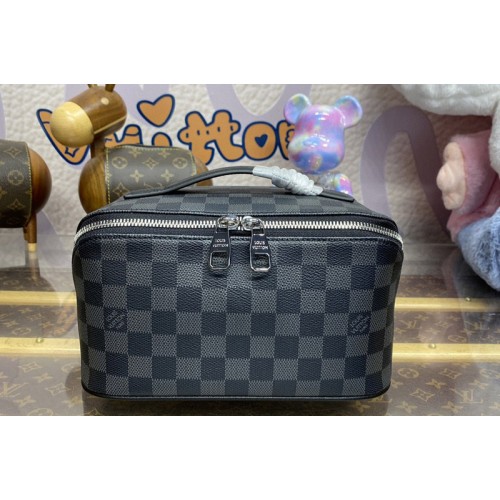 Louis Vuitton M11750 Toiletry Bag 2 Compartments travel pouch in Damier Graphite Canvas
