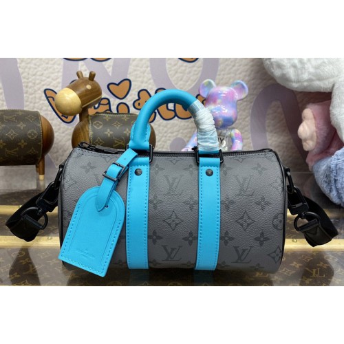 Louis Vuitton M11645 Keepall Bandouliere 25 city bag in Turquoise Monogram Eclipse Reverse canvas Louis Vuitton M11645 Keepall Bandouliere 25 city bag in Turquoise Monogram Eclipse Reverse canvas