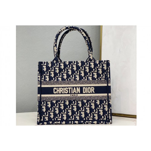 Christian Dior M1265 Small Dior Book Tote Bag in Blue Dior Oblique Jacquard