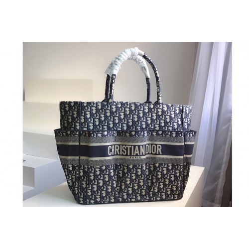 Christian Dior M1279 Catherine Tote Bag in Blue Dior Oblique Embroidery