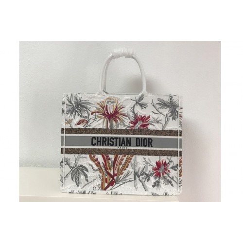 Dior M1286 Dior Book Tote Bag in Palm Tree Toile de Jouy Embroidery