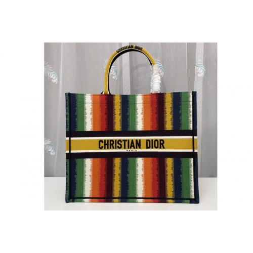 Christian Dior M1286 Dior book tote Bag in Multicolor D-Stripes Embroidery