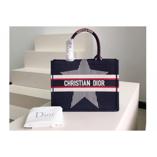 Christian Dior M1286 Dior book tote Bag in Blue Three-Tone Embroidery Christian Dior M1286 Dior book tote Bag in Blue Three-Tone Embroidery