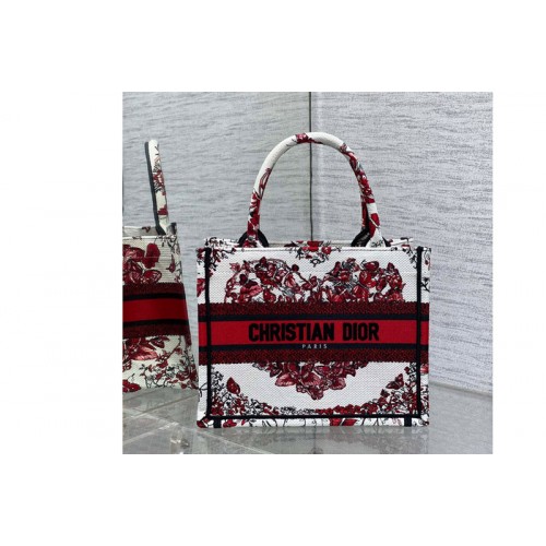 Dior M1325 Christian Dior Small Dior Book Tote Bag in White Multicolor Mexico Millefiori Embroidery